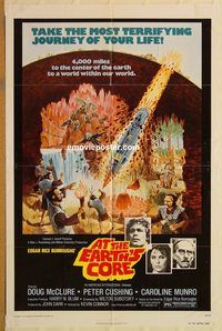 t044 AT THE EARTH'S CORE one-sheet movie poster '76 Peter Cushing, AIP