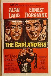 t057 BADLANDERS one-sheet movie poster '58 Alan Ladd, Ernest Borgnine