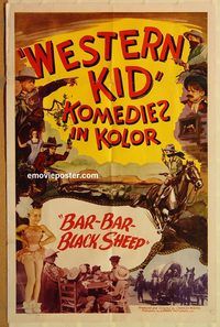 t059 BAR-BAR BLACK SHEEP one-sheet movie poster '50s Western Kid Komedies!