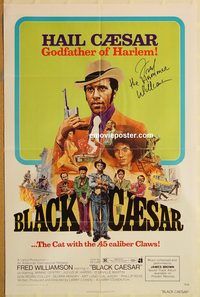 t087 BLACK CAESAR signed one-sheet movie poster '73 Fred Williamson