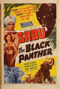 t092 BLACK PANTHER one-sheet movie poster '56 Sabu, Carol Varga