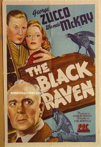 t093 BLACK RAVEN one-sheet movie poster '43 George Zucco, Wanda McKay