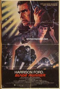 t095 BLADE RUNNER int'l 1sh '82 Ridley Scott sci-fi classic, art of Harrison Ford by John Alvin!