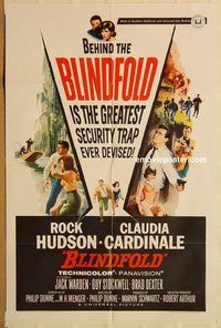 t096 BLINDFOLD one-sheet movie poster '66 Rock Hudson, Claudia Cardinale