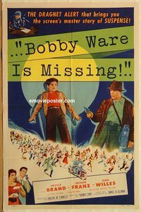 t101 BOBBY WARE IS MISSING one-sheet movie poster '55 Neville Brand, Franz