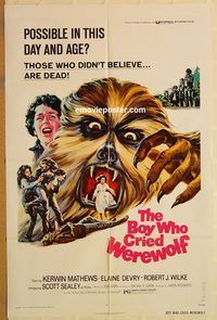 t107 BOY WHO CRIED WEREWOLF one-sheet movie poster '73 Kerwin Mathews
