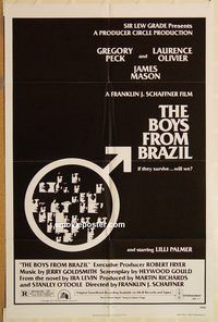 t108 BOYS FROM BRAZIL one-sheet movie poster '78 Gregory Peck, Olivier