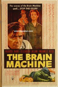 t110 BRAIN MACHINE one-sheet movie poster '56 film noir, brain machine!