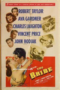 t113 BRIBE one-sheet movie poster '49 Robert Taylor, Gardner, Price