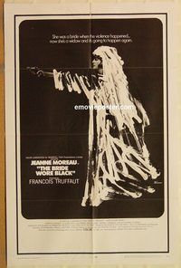 t115 BRIDE WORE BLACK one-sheet movie poster '68 Francois Truffaut, Moreau