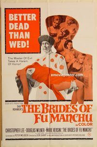 t116 BRIDES OF FU MANCHU one-sheet movie poster '66 Christopher Lee