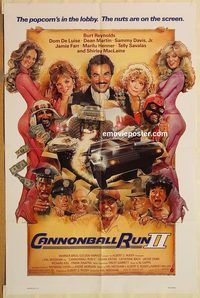 t124 CANNONBALL RUN 2 one-sheet movie poster '84 Burt Reynolds, Dean Martin