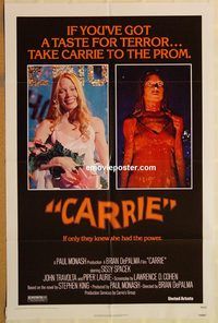 t130 CARRIE one-sheet movie poster '76 Sissy Spacek, Stephen King