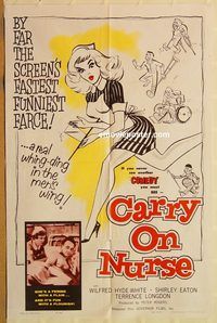 t131 CARRY ON NURSE one-sheet movie poster '60 English hospital sex!