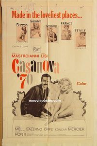 t132 CASANOVA '70 one-sheet movie poster '65 Mastroianni, Virna Lisi