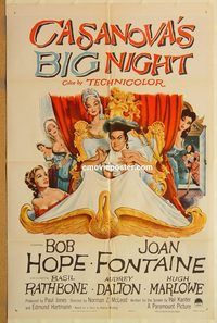 t133 CASANOVA'S BIG NIGHT one-sheet movie poster '54 Bob Hope, Fontaine