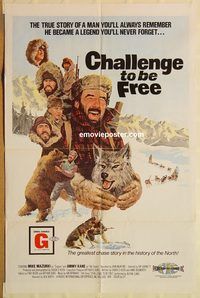 t136 CHALLENGE TO BE FREE one-sheet movie poster '74 Mike Mazurki