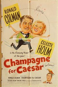 t138 CHAMPAGNE FOR CAESAR one-sheet movie poster '50 Ronald Colman, Holm
