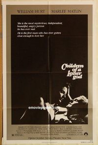 t143 CHILDREN OF A LESSER GOD advance one-sheet movie poster '86 Hurt, Laurie
