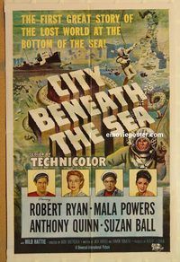 t150 CITY BENEATH THE SEA one-sheet movie poster '53 Robert Ryan, Quinn