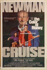 t162 COLOR OF MONEY one-sheet movie poster '86 Paul Newman, Tom Cruise