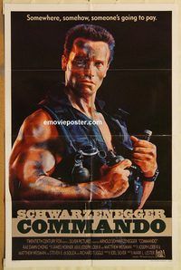t167 COMMANDO int'l one-sheet movie poster '85 Arnold Schwarzenegger