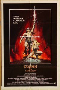 t169 CONAN THE BARBARIAN int'l one-sheet movie poster '82 Arnold Schwarzenegger