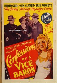 t170 CONFESSIONS OF A VICE BARON one-sheet movie poster '42 hired guns!