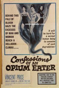 t171 CONFESSIONS OF AN OPIUM EATER rare style one-sheet movie poster '62