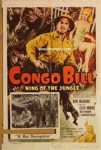 t174 CONGO BILL Chap 3 one-sheet movie poster R57 McGuire, Cleo Moore