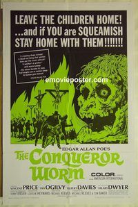 t176 CONQUEROR WORM one-sheet movie poster '68 AIP, Vincent Price, Poe