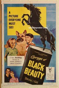 t181 COURAGE OF BLACK BEAUTY one-sheet movie poster '57 Johnny Crawford
