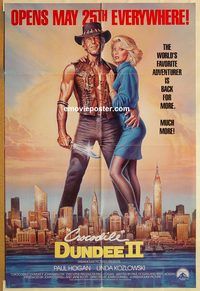 t188 CROCODILE DUNDEE 2 advance one-sheet movie poster '88 Paul Hogan