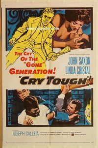t190 CRY TOUGH one-sheet movie poster '59 C'mon Punk!, John Saxon