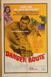 t200 DANGER ROUTE one-sheet movie poster '68 sexy Carol Lynley!