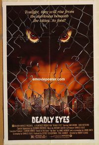 t211 DEADLY EYES one-sheet movie poster '83 Robert Clouse, giant rats!