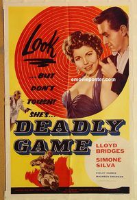 t213 DEADLY GAME one-sheet movie poster '54 Lloyd Bridges, Simone Silva