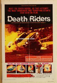 t214 DEATH RIDERS one-sheet movie poster '76 wild stunt car racing!