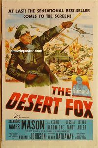 t220 DESERT FOX one-sheet movie poster '51 James Mason, Cedric Hardwicke