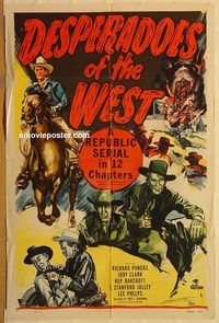 t221 DESPERADOES OF THE WEST one-sheet movie poster '50 western serial!