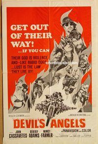 t225 DEVIL'S ANGELS one-sheet movie poster '67 Cassavetes, biker