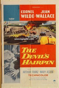 t226 DEVIL'S HAIRPIN one-sheet movie poster '57 Cornel Wilde, Wallace