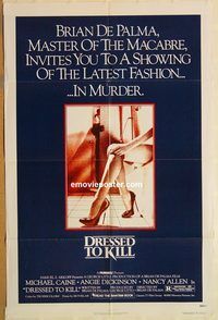 t238 DRESSED TO KILL one-sheet movie poster '80 Michael Caine, De Palma