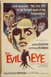 t256 EVIL EYE one-sheet movie poster '64 John Saxon, Mario Bava
