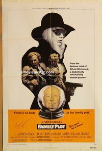 t263 FAMILY PLOT signed one-sheet movie poster '76 Bruce Dern