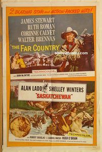 t264 FAR COUNTRY/SASKATCHEWAN one-sheet movie poster '62 James Stewart