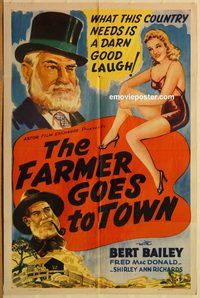 t265 FARMER GOES TO TOWN one-sheet movie poster '38 Australian comedy!