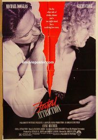t267 FATAL ATTRACTION one-sheet movie poster '87 Michael Douglas, Close