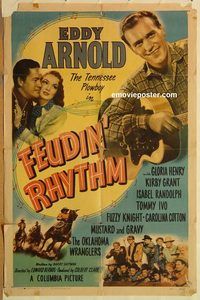 t271 FEUDIN' RHYTHM one-sheet movie poster '49 Eddy Arnold, Gloria Henry