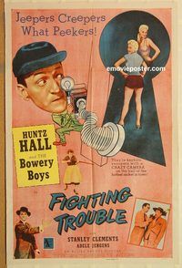 t273 FIGHTING TROUBLE one-sheet movie poster '56 Bowery Boys, Jergens